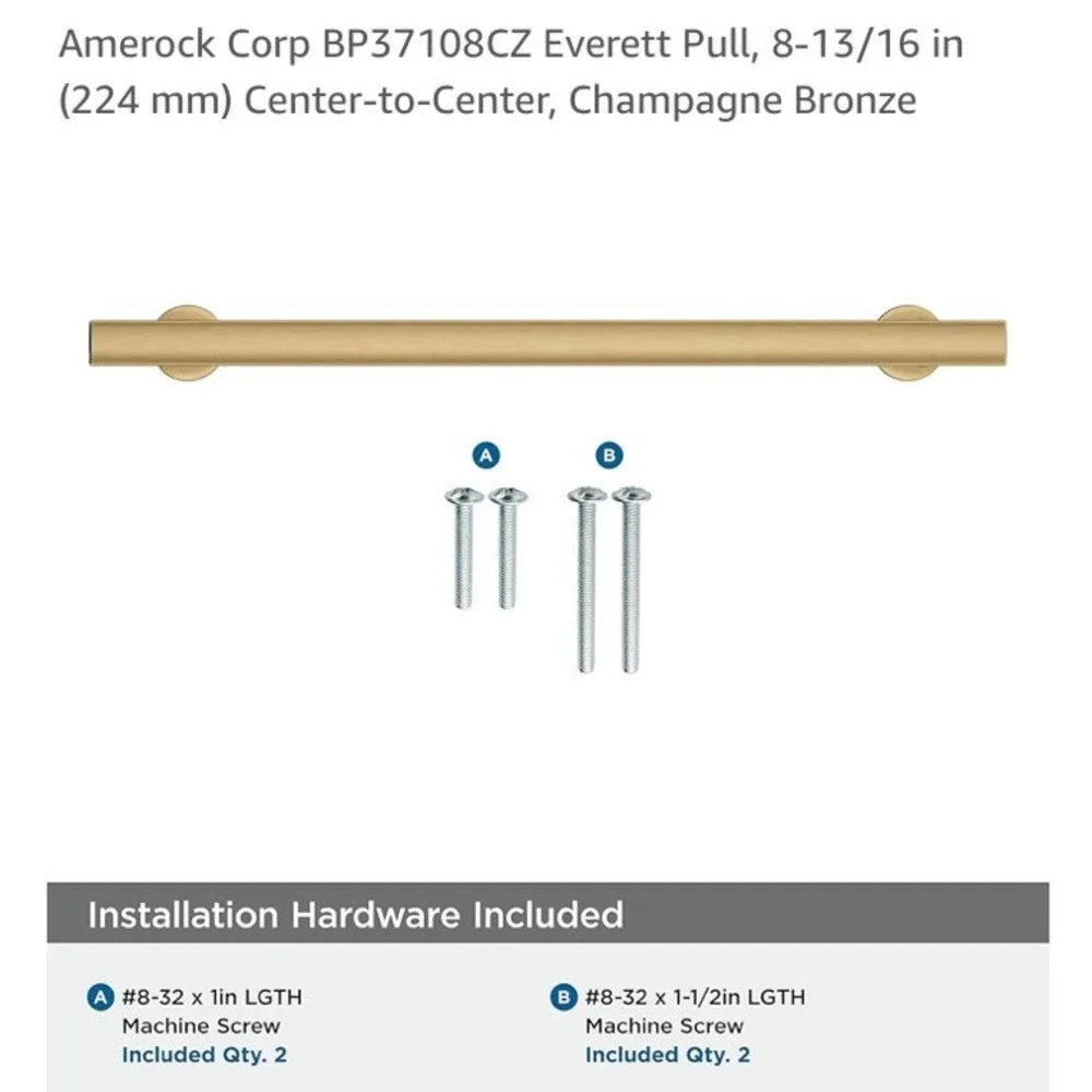 Amerock Corp BP37108CZ Everett Pull 8-13/16 in Bar Cabinet Bronze‎ 8 Available
